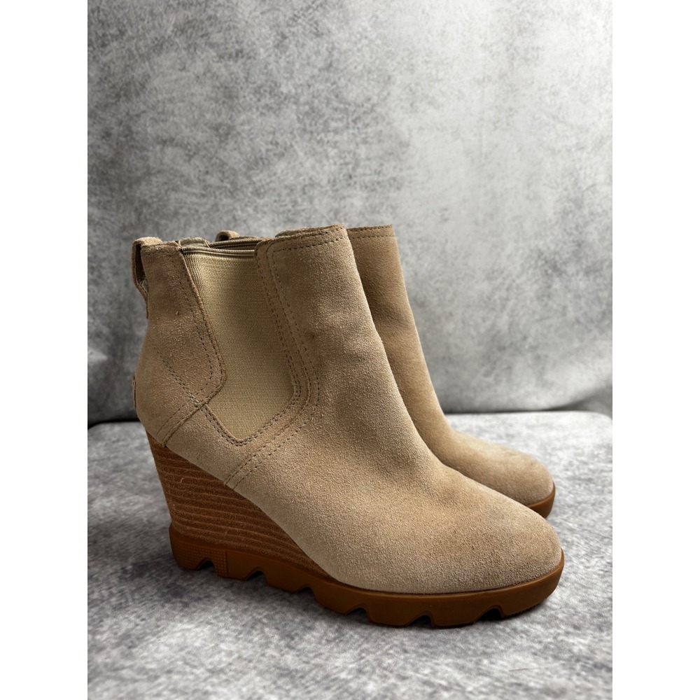 SOREL Women's Joan Uptown Chelsea Rain Boot Waterproof Leather Tan SZ 7